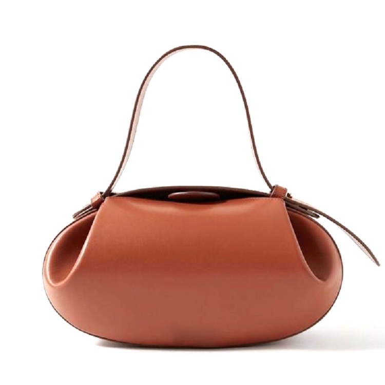 Brown PU Crossbody Purse Top Handle Round Bag for Women