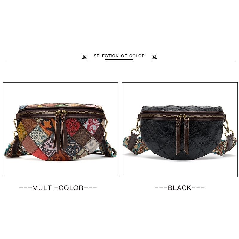 Brown Retro Embossed  Leather Fanny Pack Waist Bag