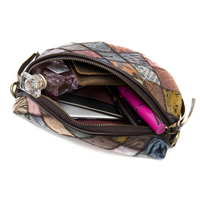 Khaki Retro Embossed  Leather Fanny Pack Waist Bag