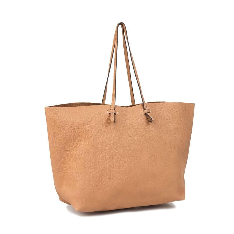 Coffee Soft Leather Large Tote Bag 