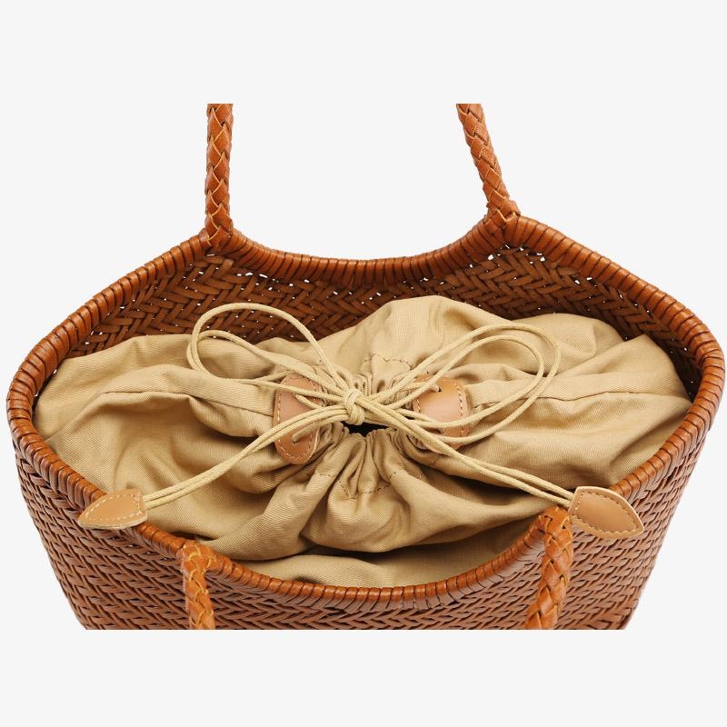 Beige Summer Woven Leather Purse Oversized Tote Bags