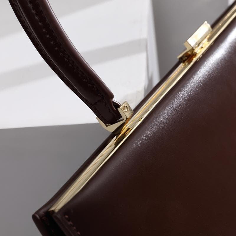 Brown Vintage Leather Handbags Multilayer Satchel Bag for Office Lady