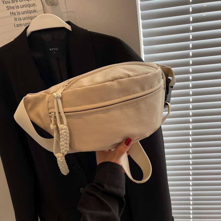 Baginning White Canvas Fanny Pack Wide Strap Crossbody Waist Bags