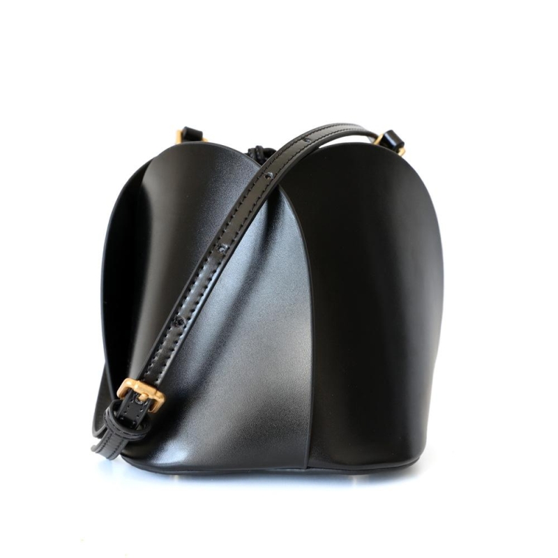 Caramel Colour Flower Shape Leather Bucket Handbags