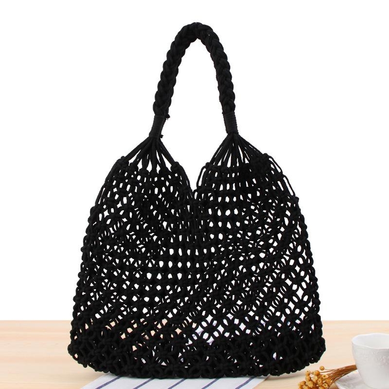 Olive Rope Straw Beach Bags Woven Fishing Net Shoulder Summer Handbags ...