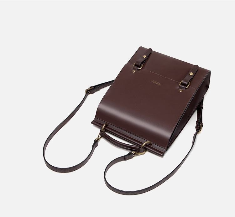 Chocolate Retro Preppy Style Leather Backpacks | Baginning