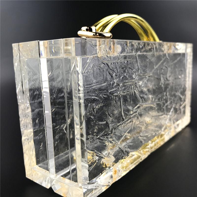 Clear Acrylic Quilted Top Handle Box Clutch Bag Handbags | Clutch bag,  Acrylic bag, Bags