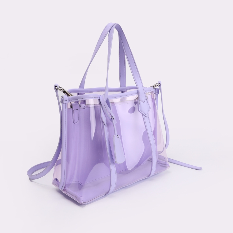 Clear Color PVC Beach bag with zipper closing Transparent Tote bag