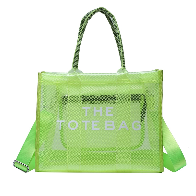 Neon Green Clear Tote Bag Large Tote Handbags with Removable Wide