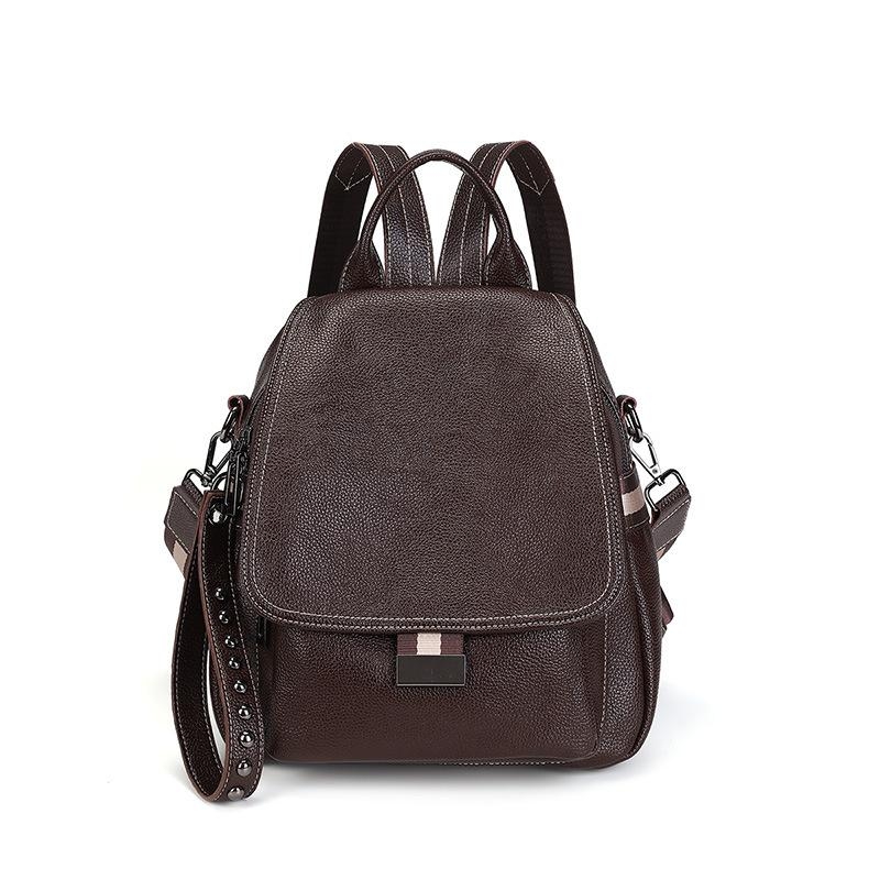 Coffee Brown Flap Backpack Handbags Shoulder Convertible Backpacks