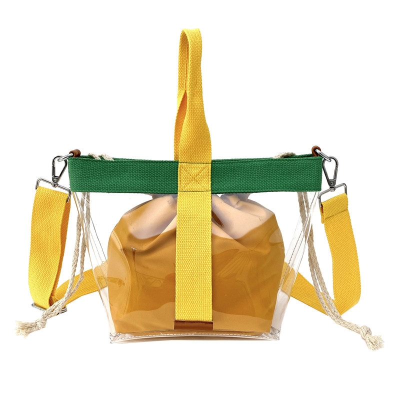 Yellow Color-Block Transparent Crossbody Bag