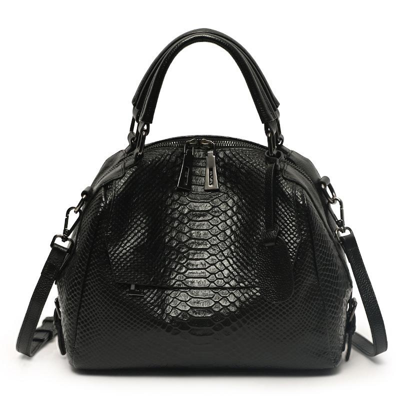Black Crocodile Embossed Leather Zip Purse Crossbody Bag for Work