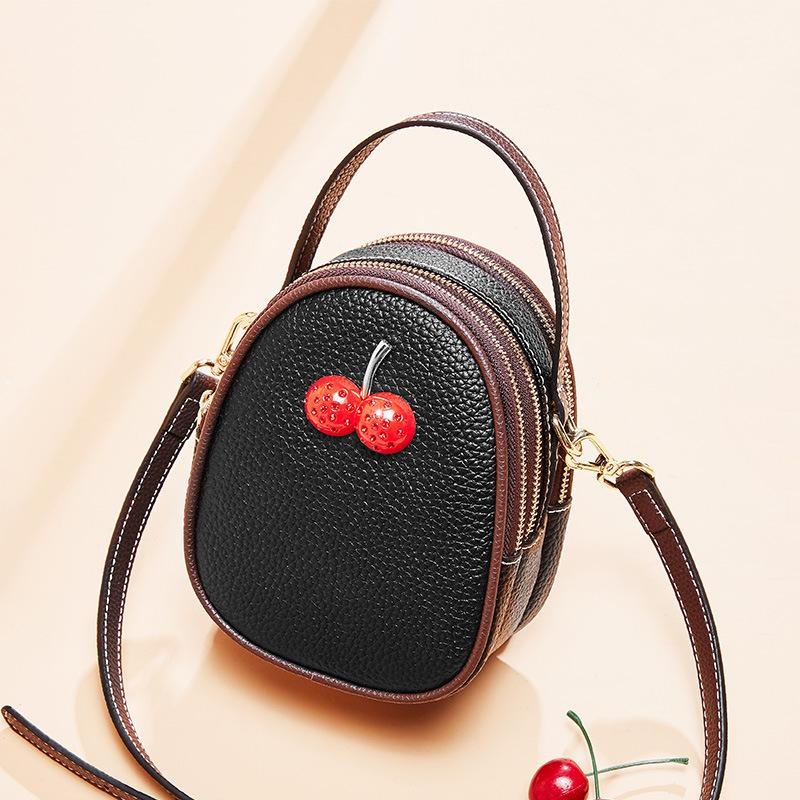Black Cherry Leather Mini Crossbody Bags