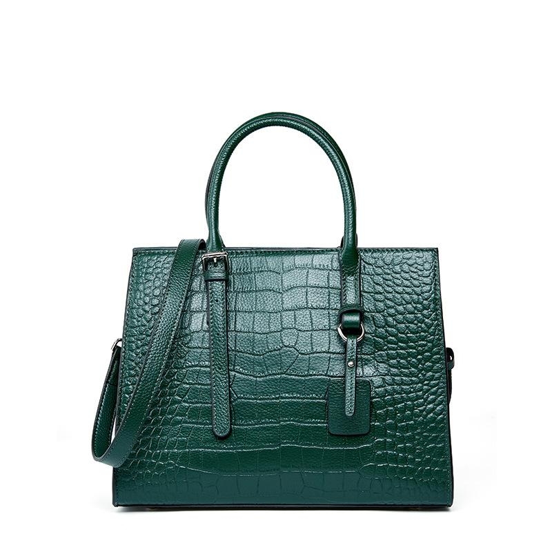 Green Croco Embossed Leather Handbags | Baginning