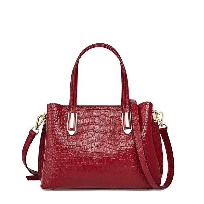 Red Croco Printed Leather Handbags Office Purses