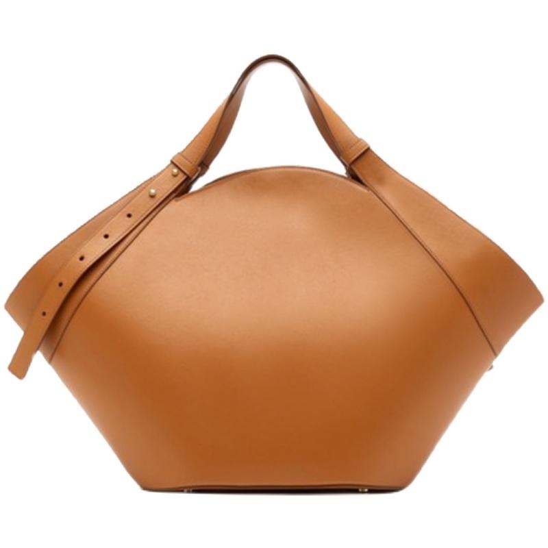 Brown Fan-shaped Vegan Leather Large Tote Bag Handbags