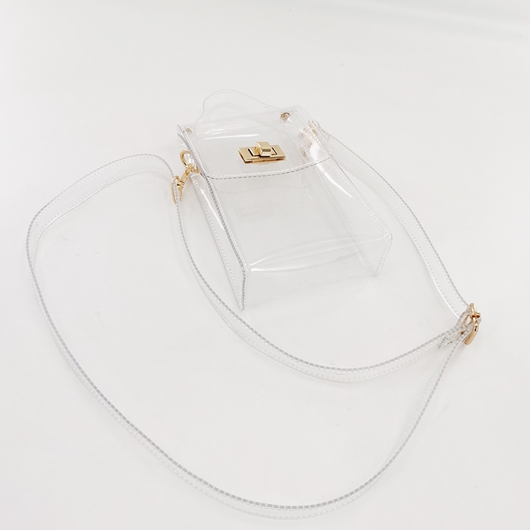 Fashion Clear Jelly Phone Purse Crossbody Transpent Bag with Top Handle
