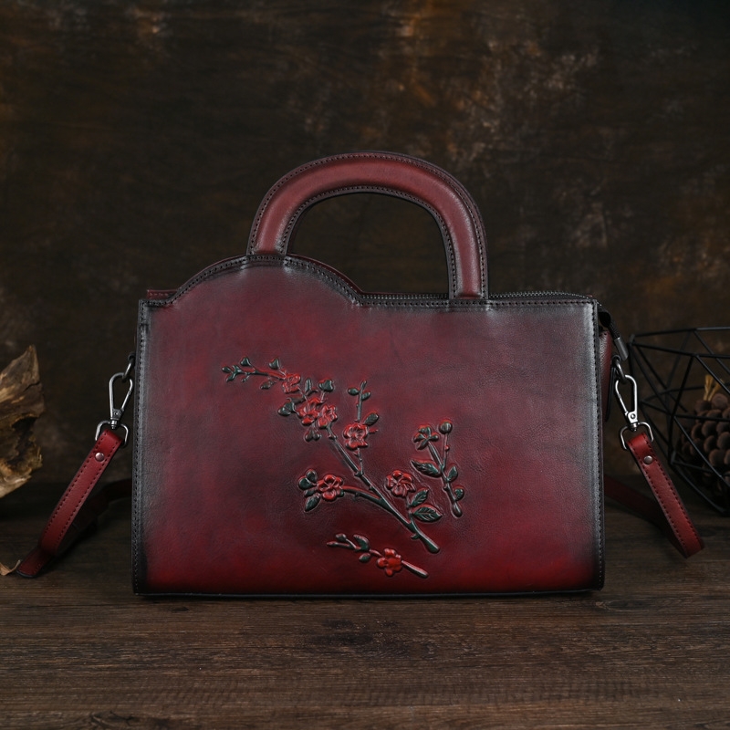 ALTOSY Genuine Leather Handbags Purse for Women Tote Shoulder Bag Large  Burgundy Purple - Walmart.com