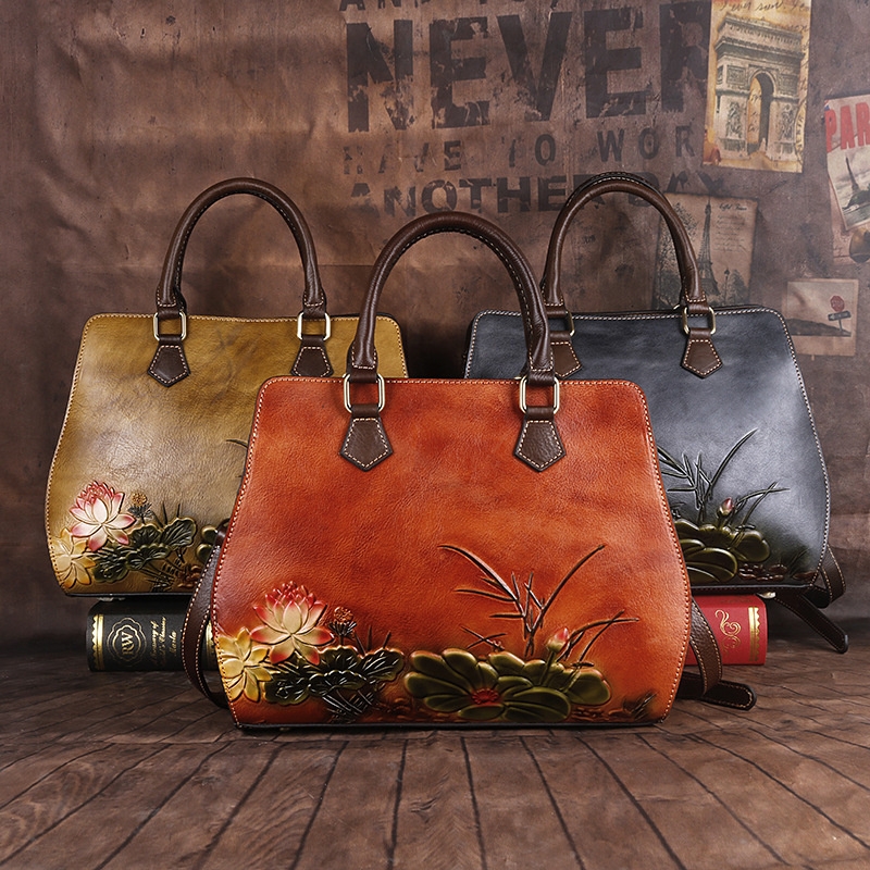 Women Shoulder Bag Genuine Leather Hand Painted Handbags Crossbody Bag  Purses | eBay