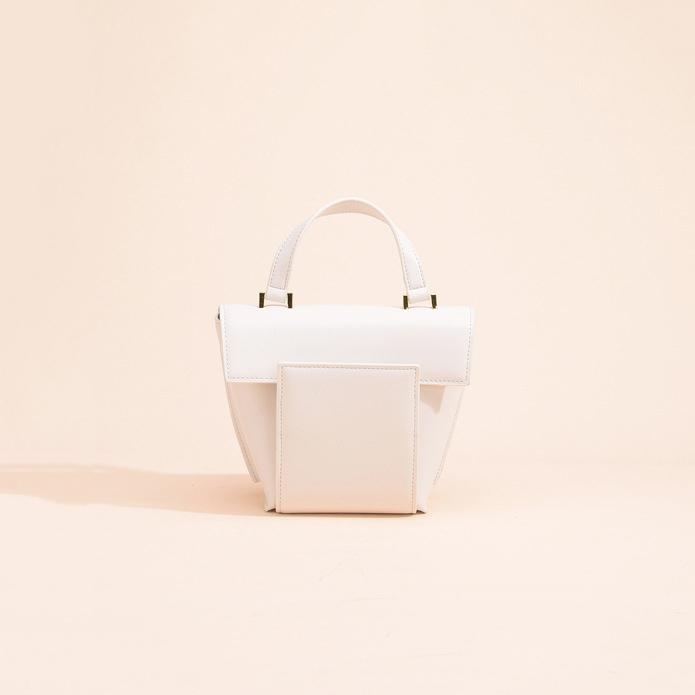 White Genuine Leather Flap Handbags Top Handle Crossbody Bags