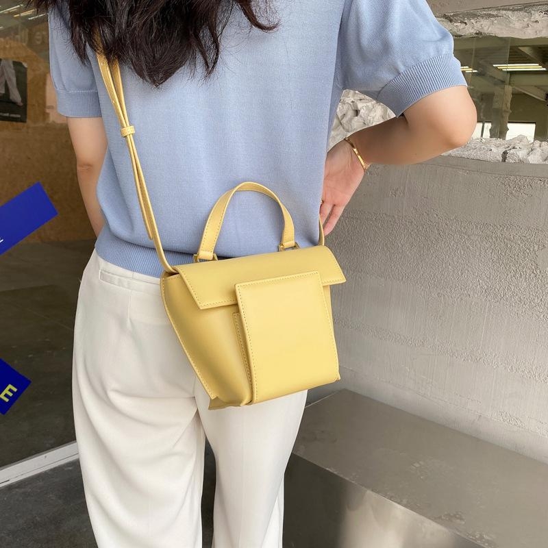 Yellow Genuine Leather Flap Handbags Top Handle Crossbody Bags