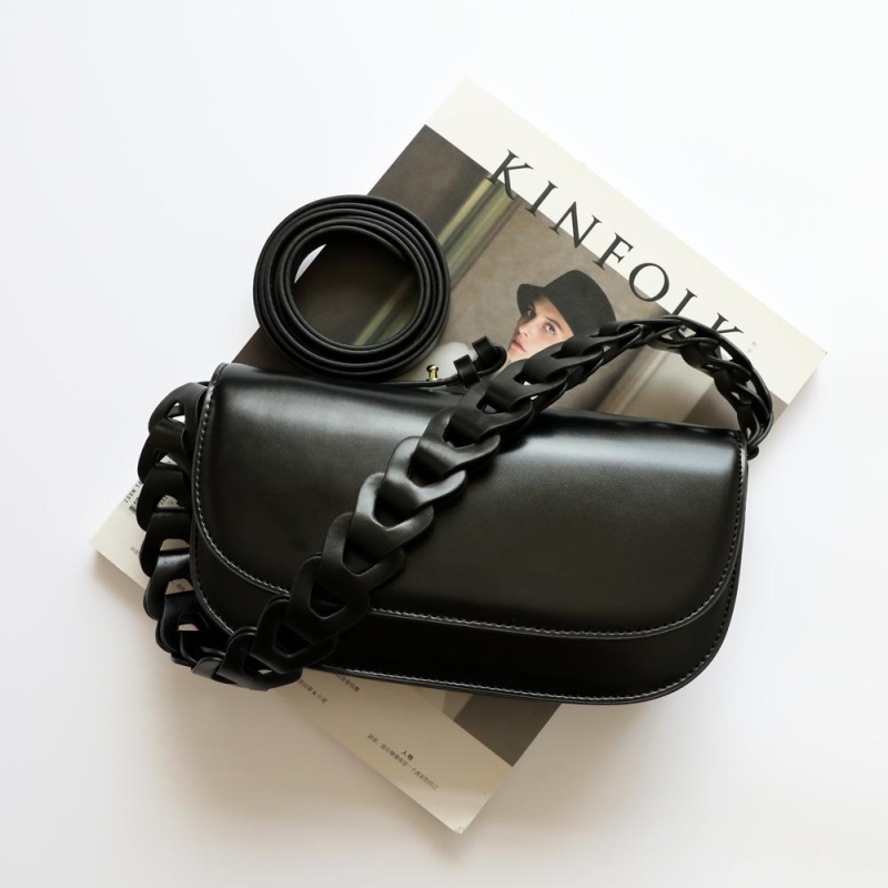 Black Genuine Leather Flap Shouler Bags Purse