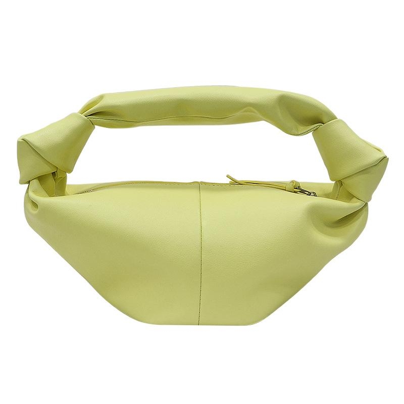 Lemon Yellow Genuine Leather Knotted Croissant Handbags