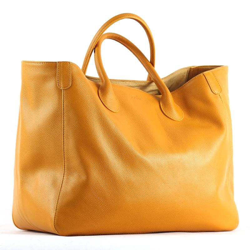 YELLOW Leather Tote Bag YELLOW Leather Handbag Women's 