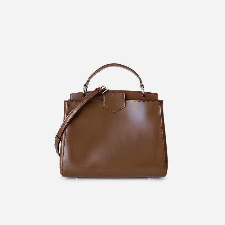 Brown Genuine Leather Satchel Handbags Wide Strap Retro Crossbody Purse