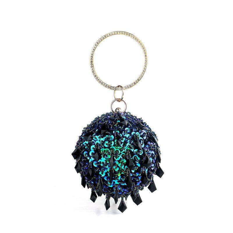 Royal Blue Sequins Round Clutch Purse Small Ball Evening Bags