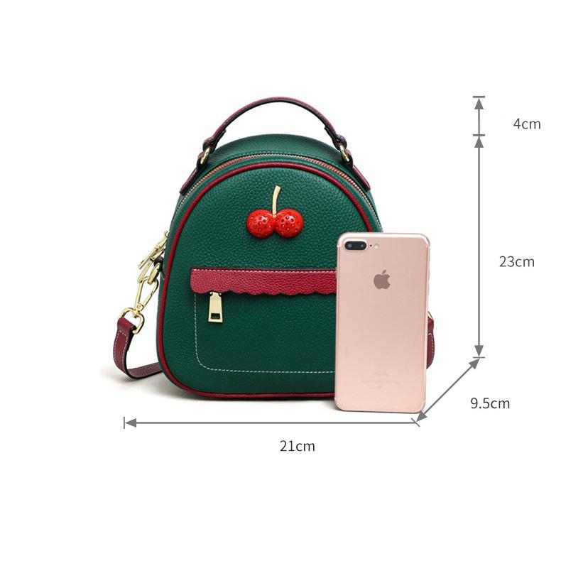 Beige Cherry Convertible Mini Backpack Handbags