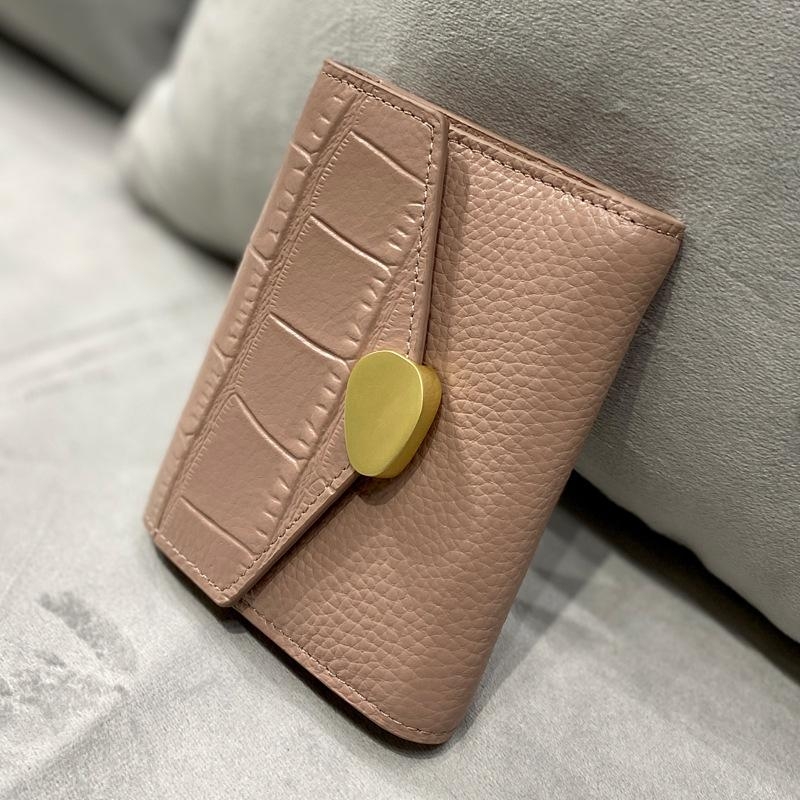 Pink Croc Print Genuine Leather Wallet Fashion Litchi Grain Wallet 