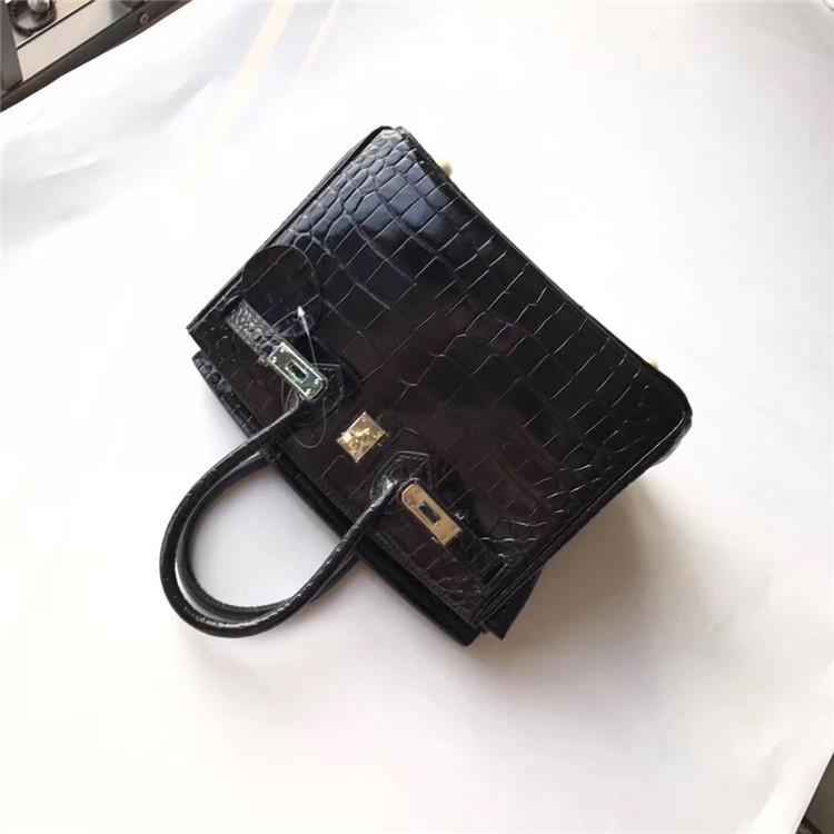 Black Croc Embossed Leather Handbags