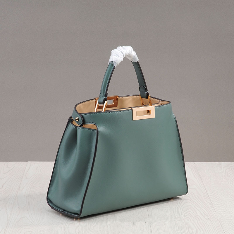 Tote Bags  Fendi Womens Peekaboo Iconic Large Green Leather