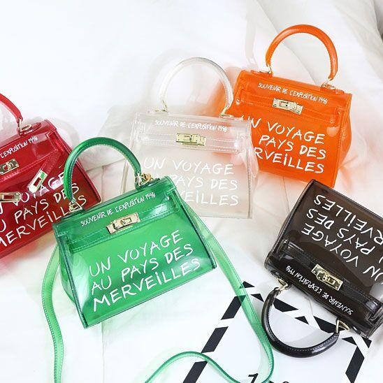 Red Letter Jelly Purse Cute Clear Bag PVC Cross-body Handbags