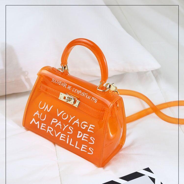 Black Letter Jelly Purse Cute Clear Bag PVC Crossbody Handbags