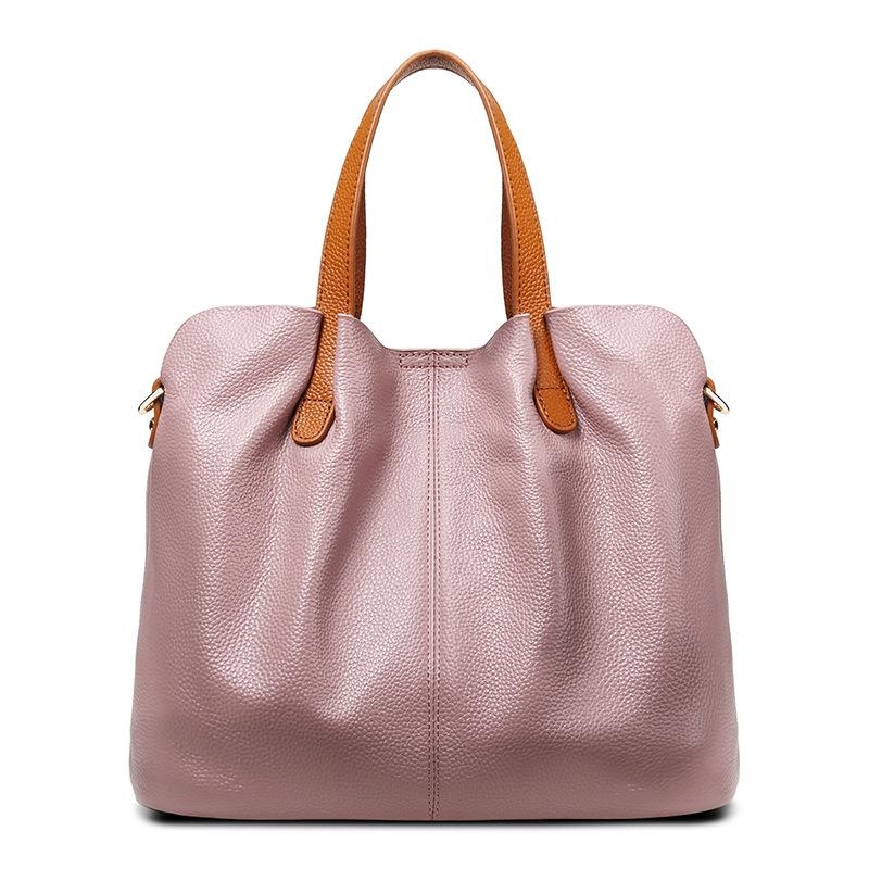 Pink Leather Tote Bags Shoulder Handbags with Pouch