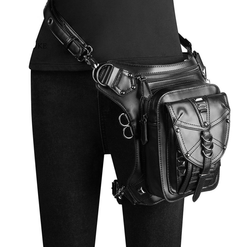 Black Belt Pocket Punk Waist Bag Women's Motorcycle Bag