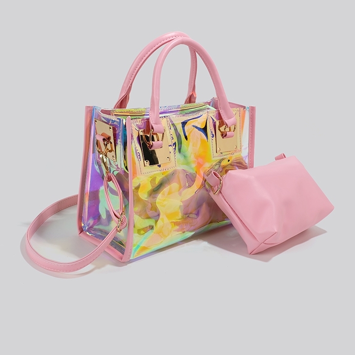 Pink Holographic Satchel Purse Crossbody Transparant Holographic Bag