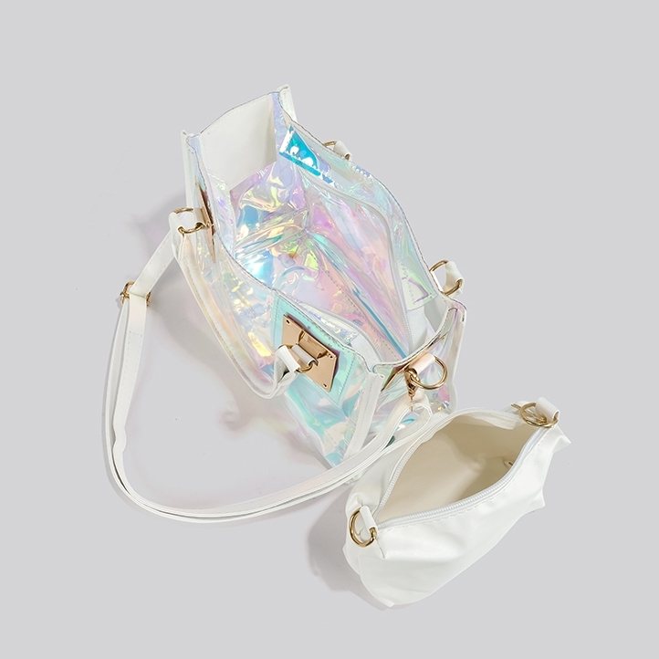 White Holographic Satchel Purse Crossbody Transparant Holographic Bag