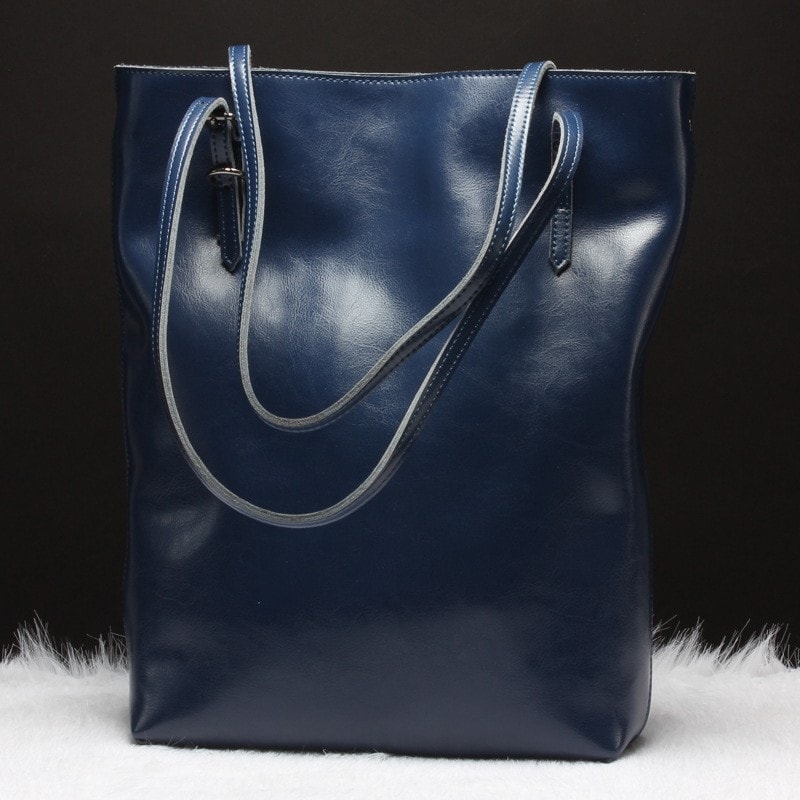 Maroon Genuine Leather Tote Bags Women's Work Shoulder Bags