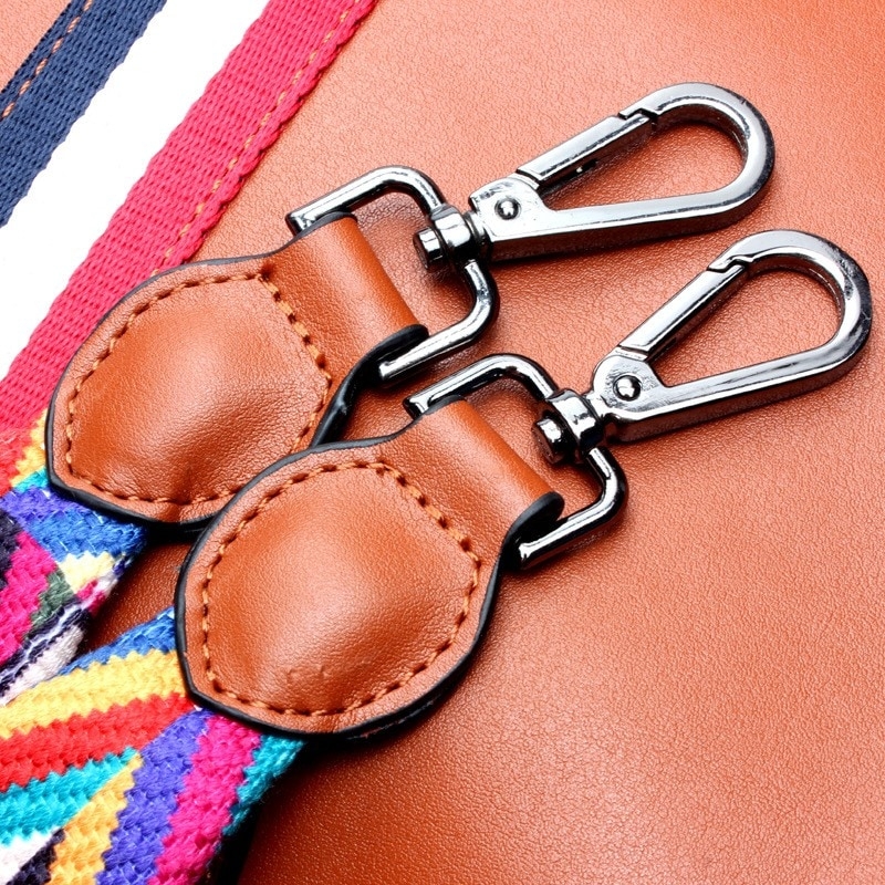Tan Tri-color Stripe Leather Handbags