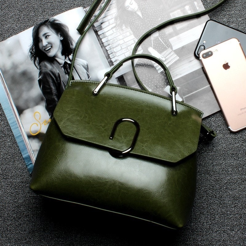 Tan Classy Genuine Leather Handbags Flap Vintage Satchel Bags for Work ...