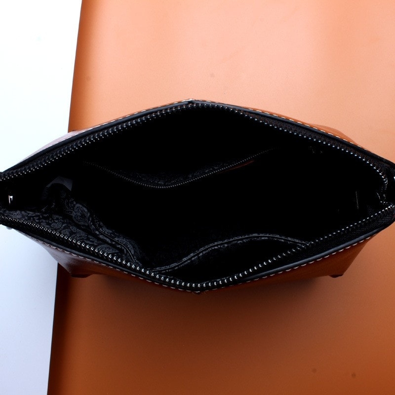 Tan Genuine Leather Simple Shoulder Bags 