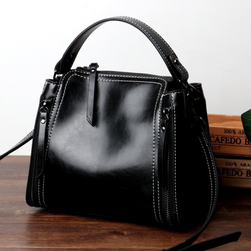 Brown Genuine Leather Hangdbags Side Bags