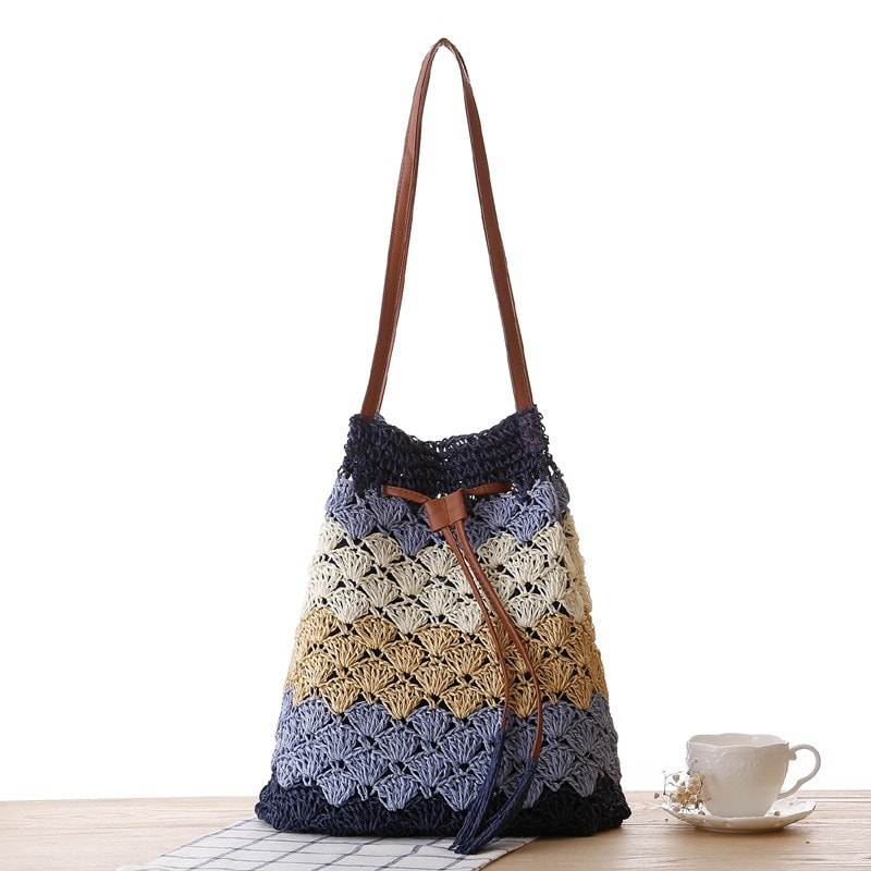Olive Knitting Bucket Bag Summer Shoulder Bag 