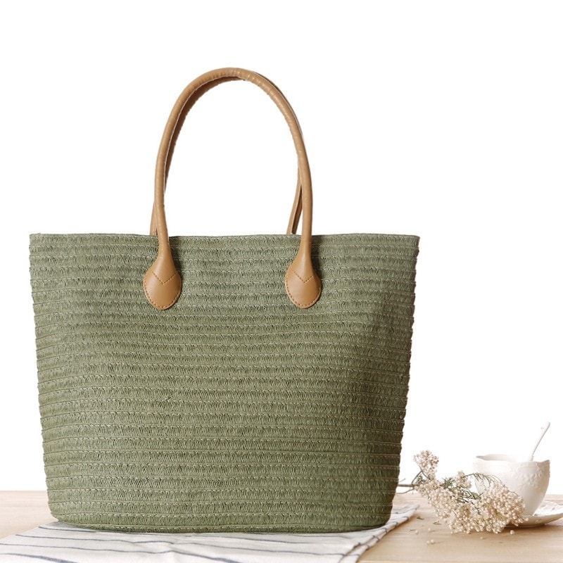 Ivory Recycle Beach Tote Simple Summer Bag for Travelling