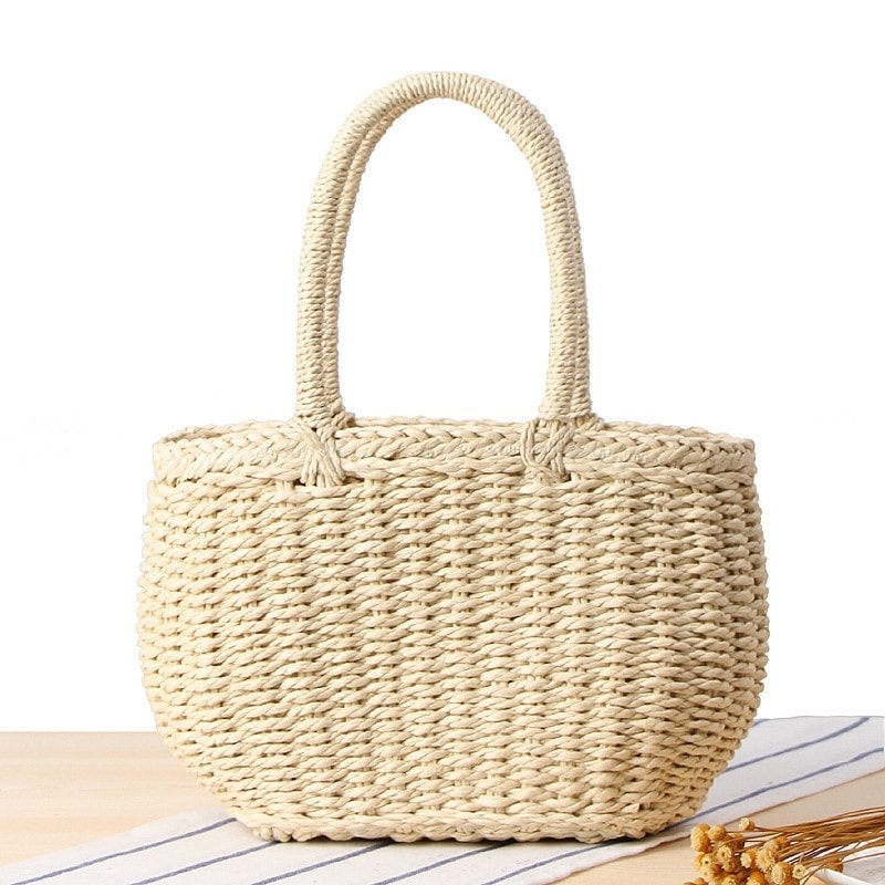 Beige Straw Beach Bag Nature Basket Bag Trend Summer Tote Bags | Baginning