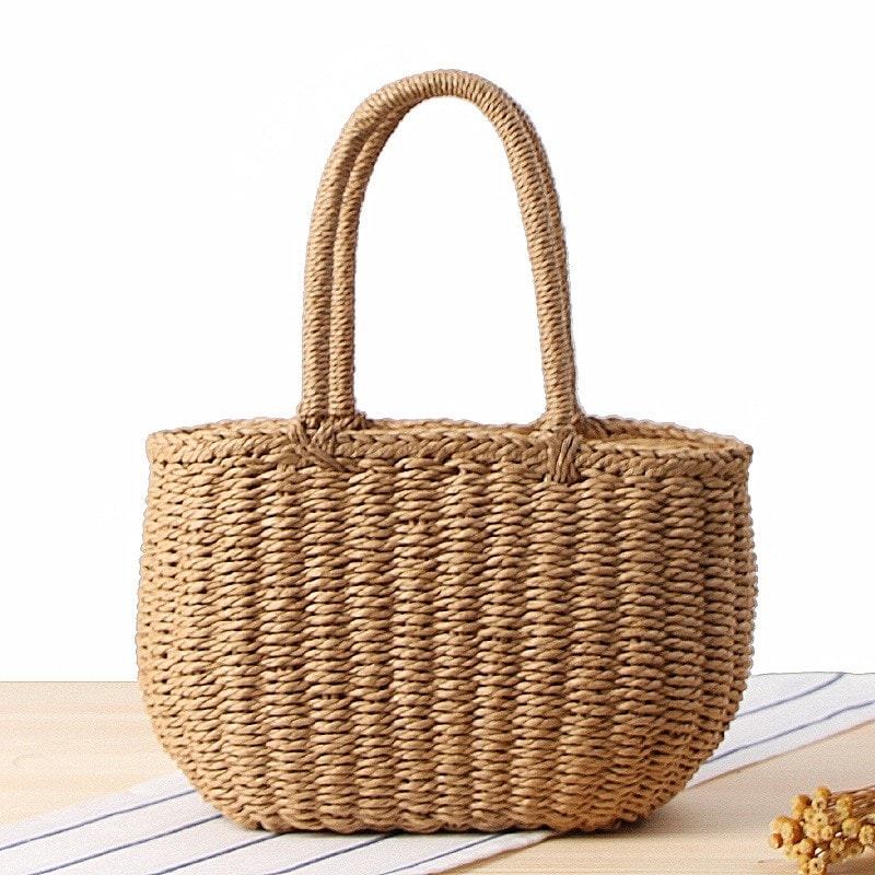 Beige Straw Beach Bag Nature Basket Bag Trend Summer Tote Bags | Baginning
