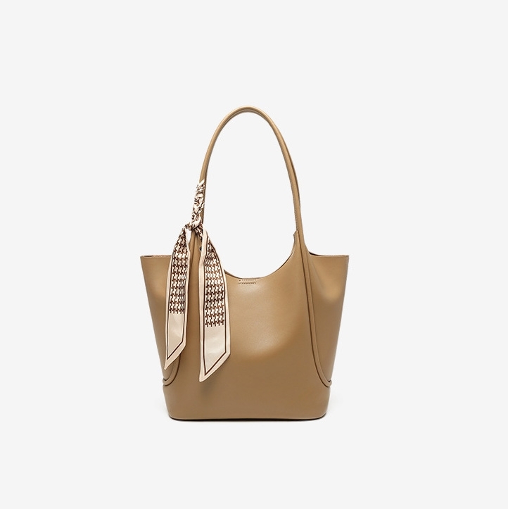 Khaki Leather Shoulder Work Bags Tote